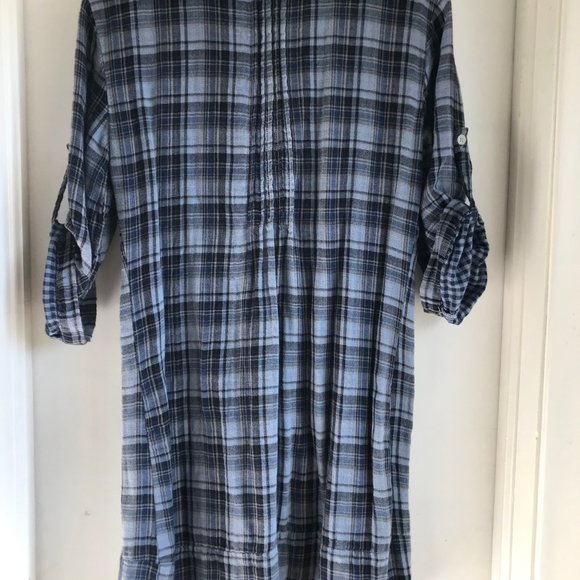 CP Shades Regina Blue Plaid Double-layered Cloth Tunic Dress Top X Small - Picture 5 of 7